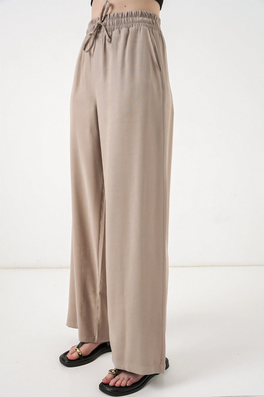 Bigdart Pantalon Femme Taille Haute Pattes d'Éléphant 30097 - Beige