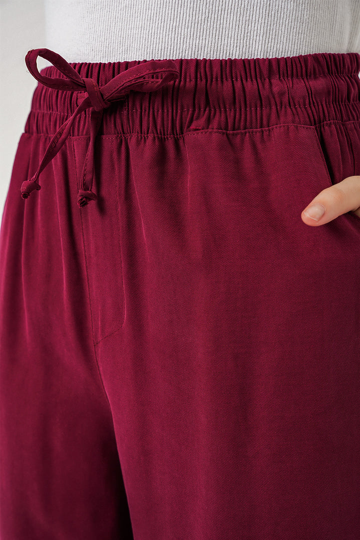 Bigdart Pantalon Femme Taille Haute Pattes d'Éléphant 30097 - Bordeaux