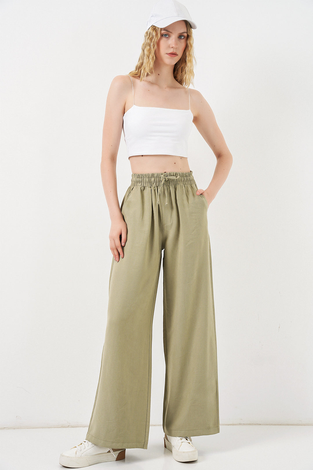 Bigdart Pantalon Femme Taille Haute Pattes d'Éléphant 30097 - Vert d'eau