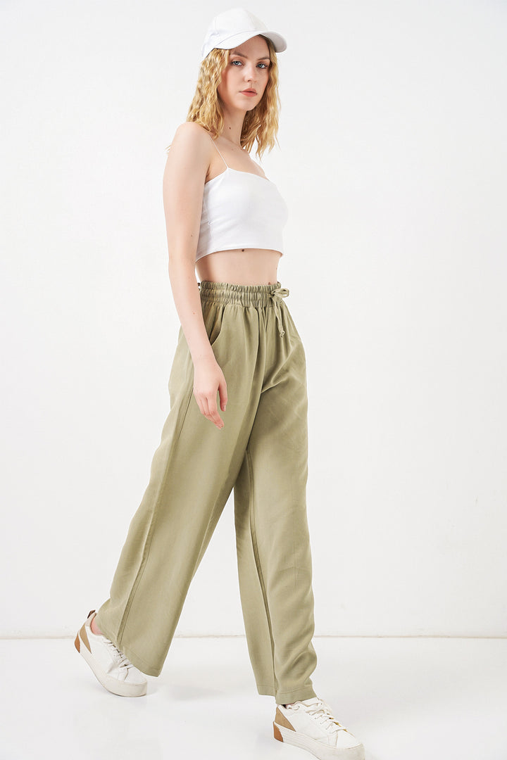 Bigdart Pantalon Femme Taille Haute Pattes d'Éléphant 30097 - Vert d'eau