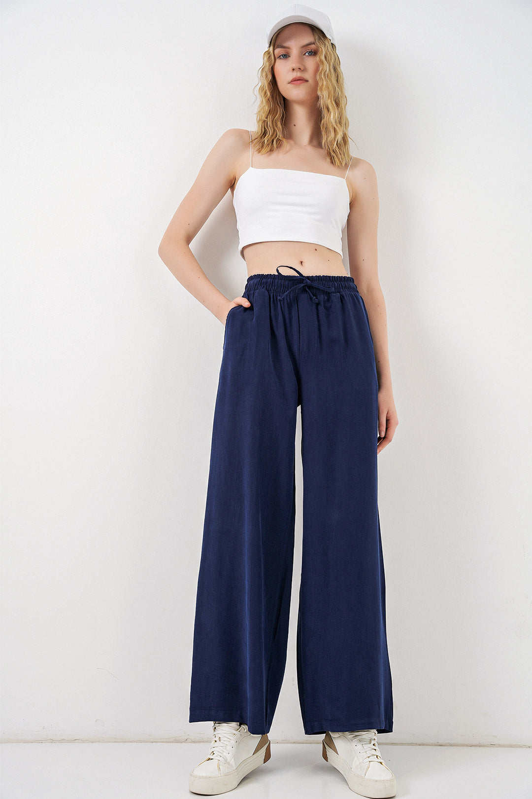 Bigdart Pantalon Femme Taille Haute Pattes d'Éléphant 30097 - Bleu marine