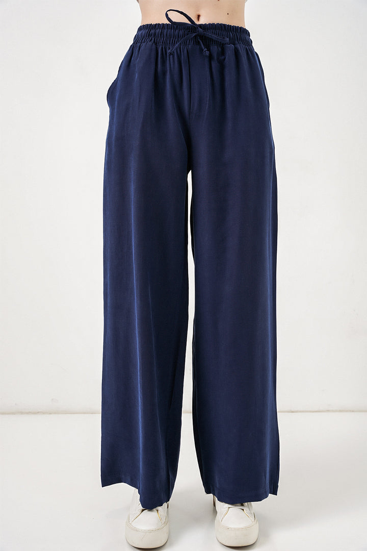 Bigdart Pantalon Femme Taille Haute Pattes d'Éléphant 30097 - Bleu marine