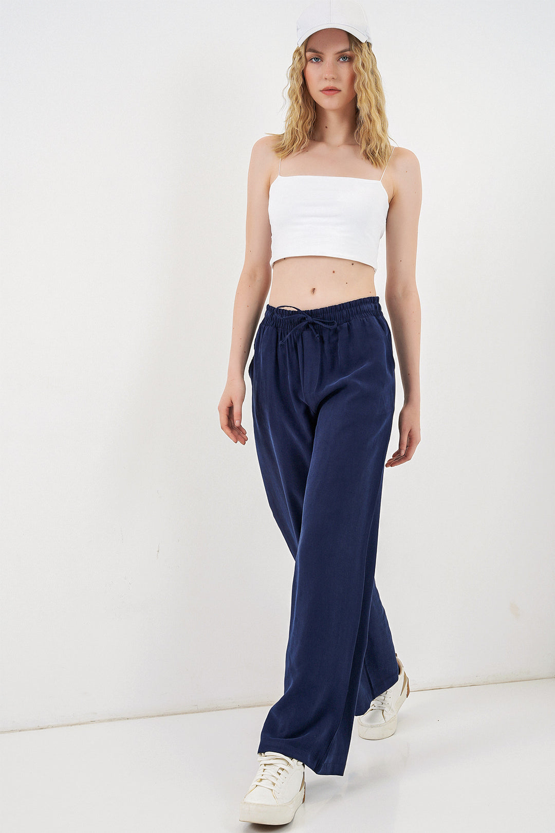 Bigdart Pantalon Femme Taille Haute Pattes d'Éléphant 30097 - Bleu marine