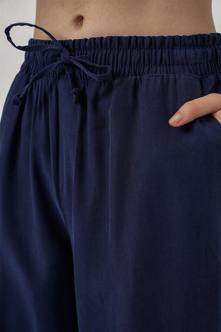 Bigdart Pantalon Femme Taille Haute Pattes d'Éléphant 30097 - Bleu marine