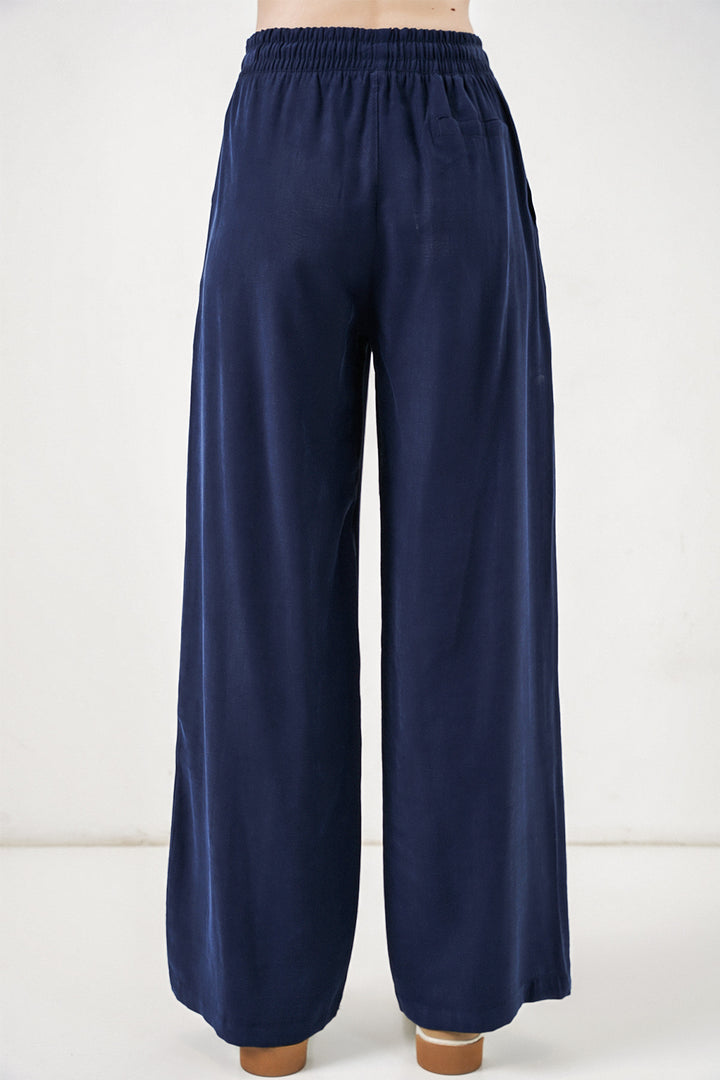 Bigdart Pantalon Femme Taille Haute Pattes d'Éléphant 30097 - Bleu marine