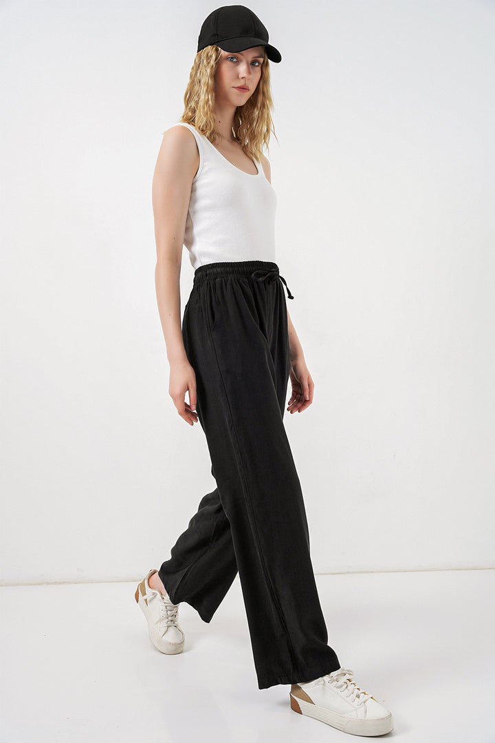 Bigdart Pantalon Femme Taille Haute Pattes d'Éléphant 30097 - Noir