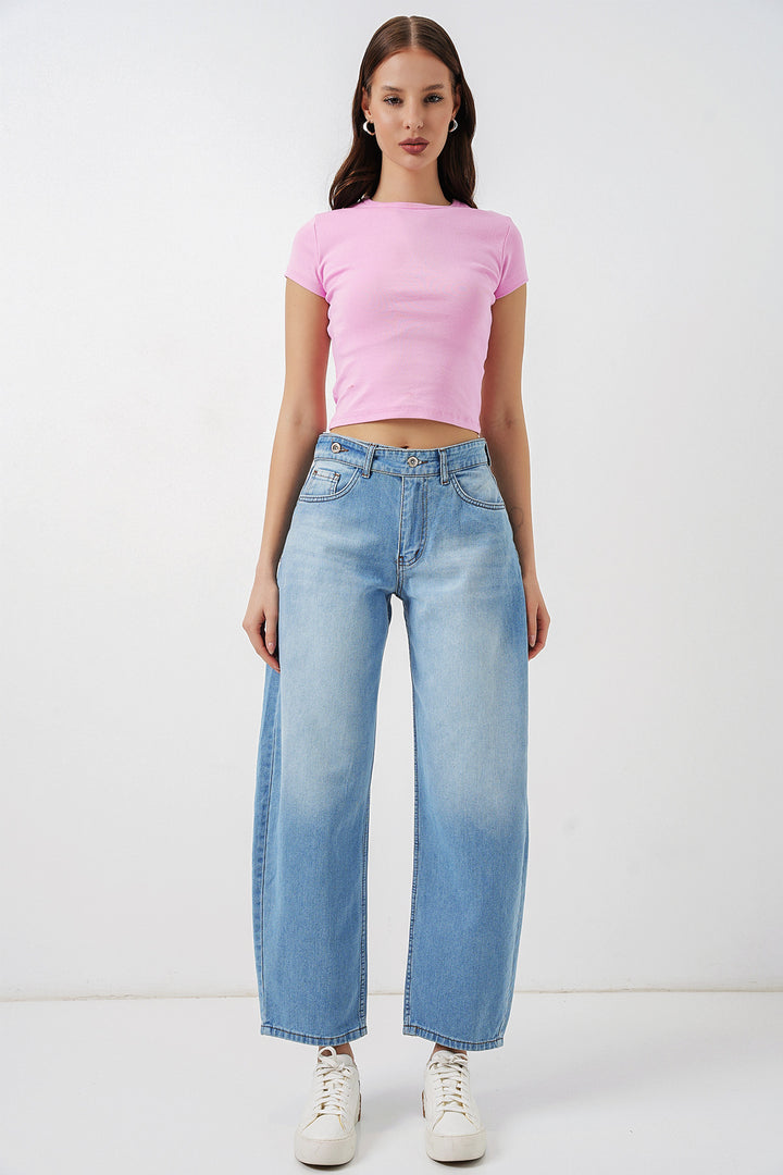 Bigdart Jean taille haute femme 30081 - Bleu clair