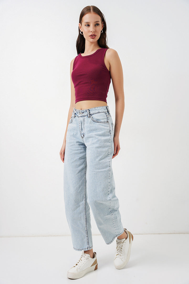 Bigdart Jean taille haute femme 30081 - Bleu glacier