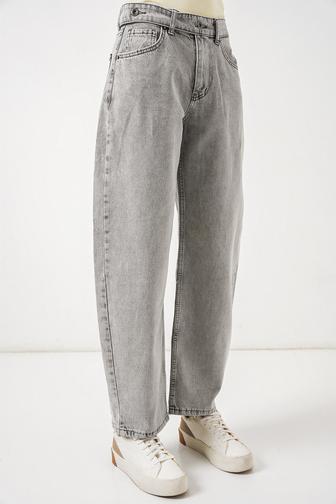 Bigdart Pantalon en jean taille haute femme 30081 - Gris