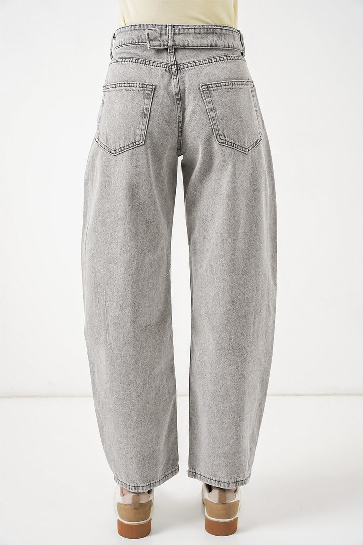 Bigdart Pantalon en jean taille haute femme 30081 - Gris