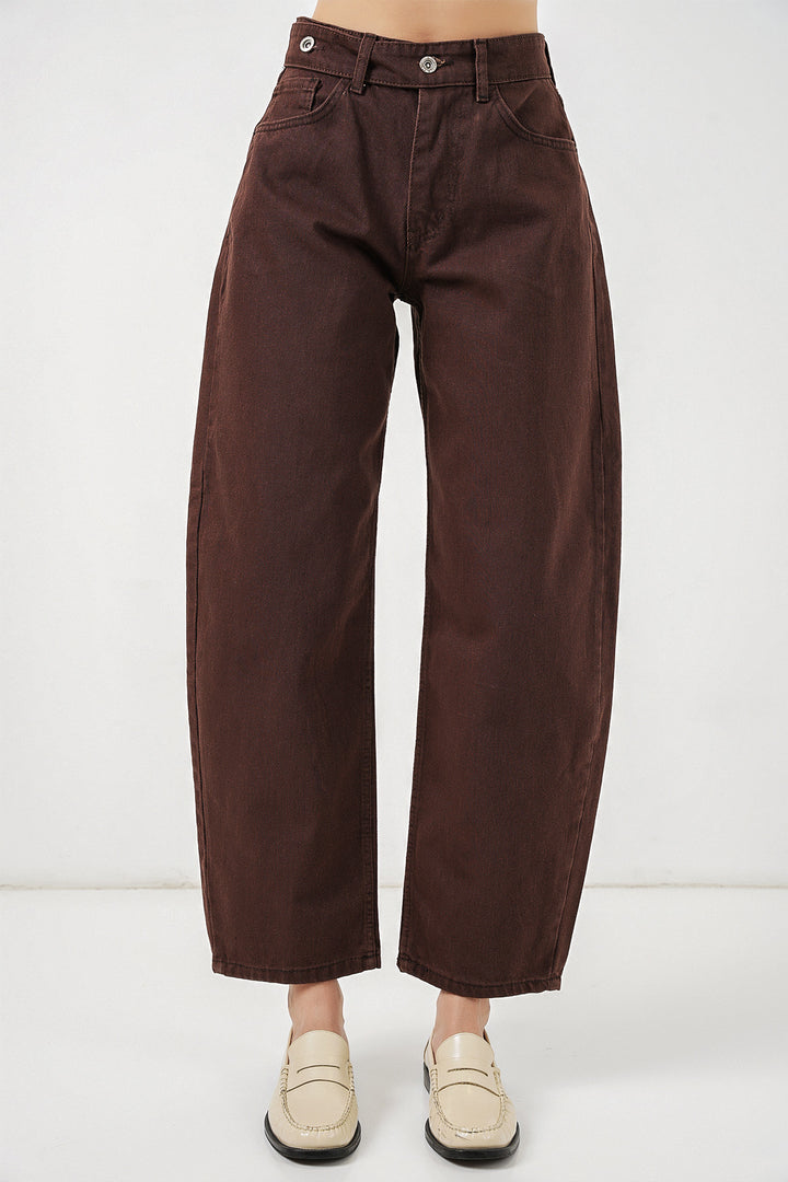 Bigdart Pantalon en jean taille haute femme 30081 - Marron