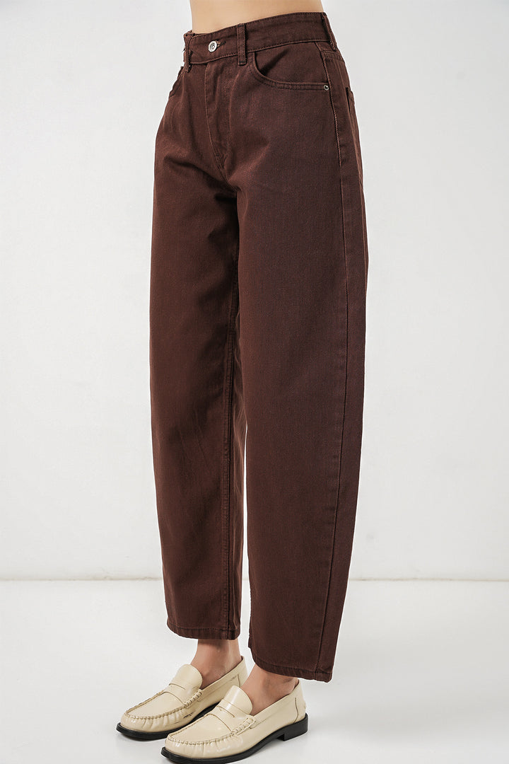 Bigdart Pantalon en jean taille haute femme 30081 - Marron