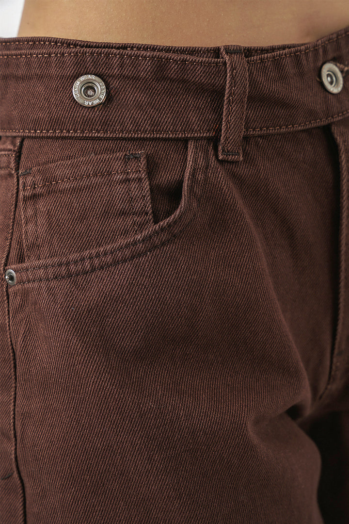 Bigdart Pantalon en jean taille haute femme 30081 - Marron