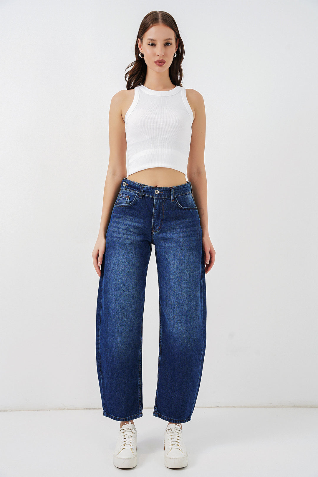 Bigdart Pantalon en jean taille haute femme 30081 - Bleu marine