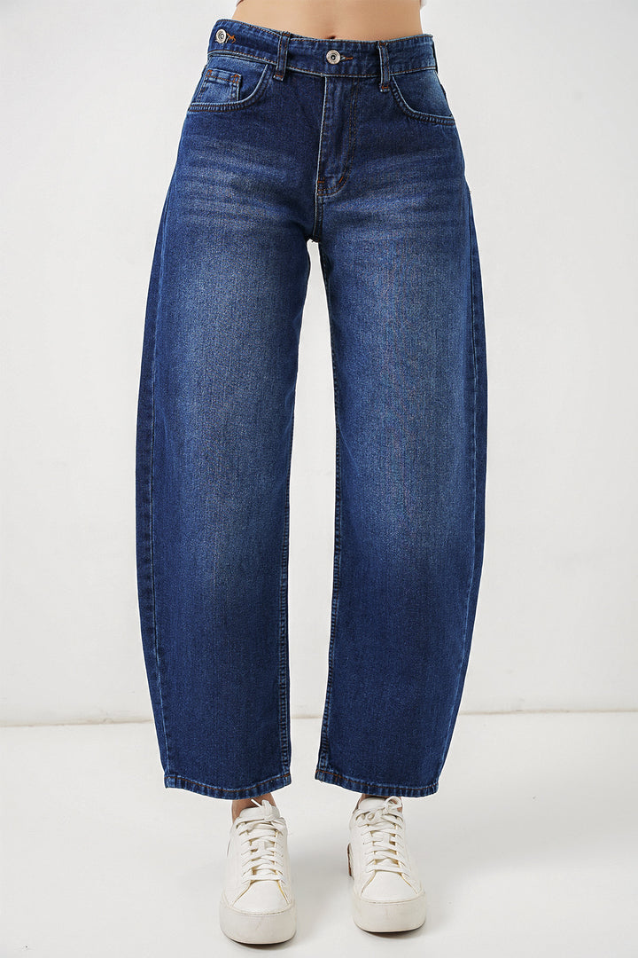 Bigdart Pantalon en jean taille haute femme 30081 - Bleu marine