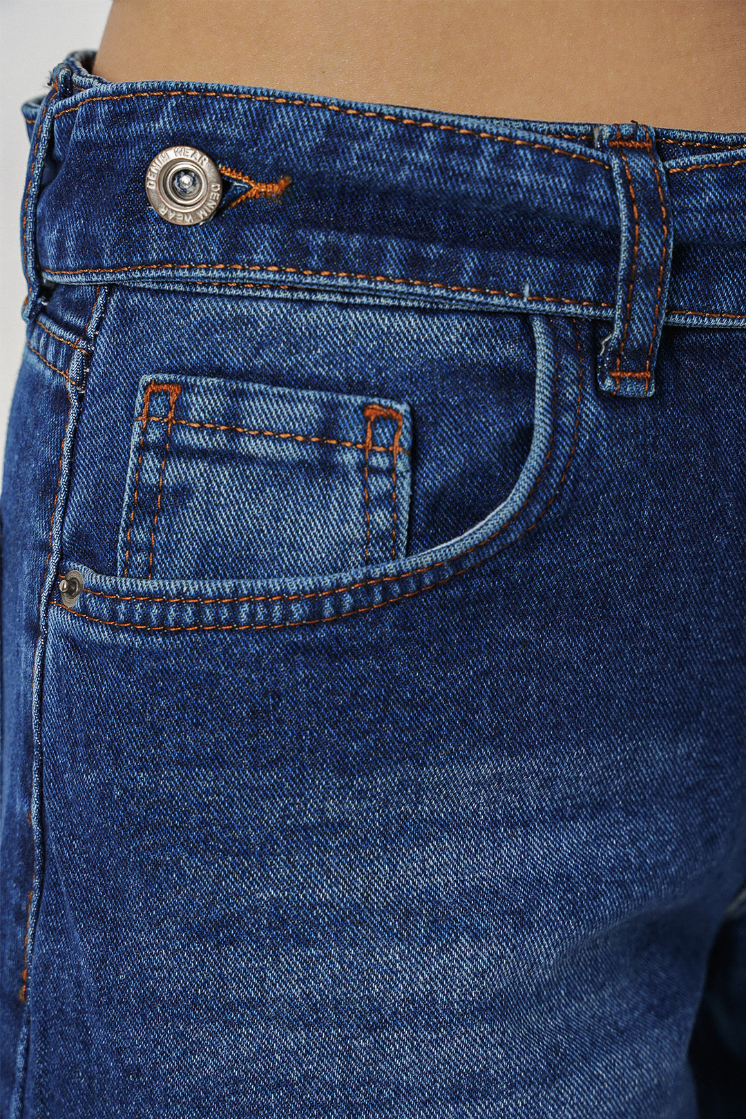 Bigdart Pantalon en jean taille haute femme 30081 - Bleu marine