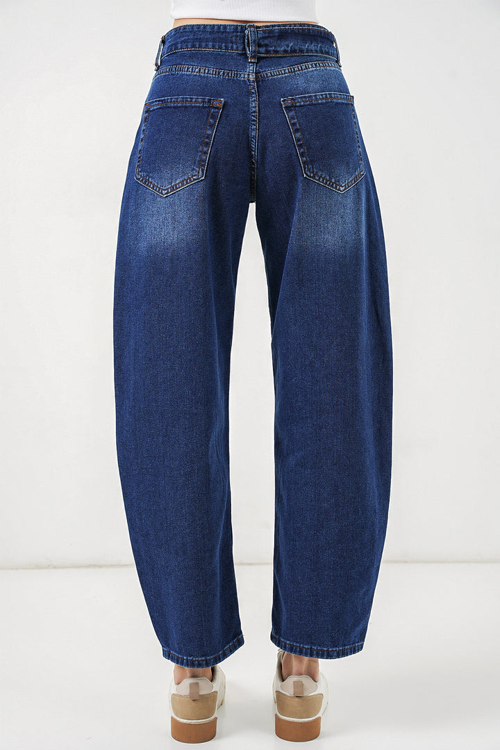 Bigdart Pantalon en jean taille haute femme 30081 - Bleu marine