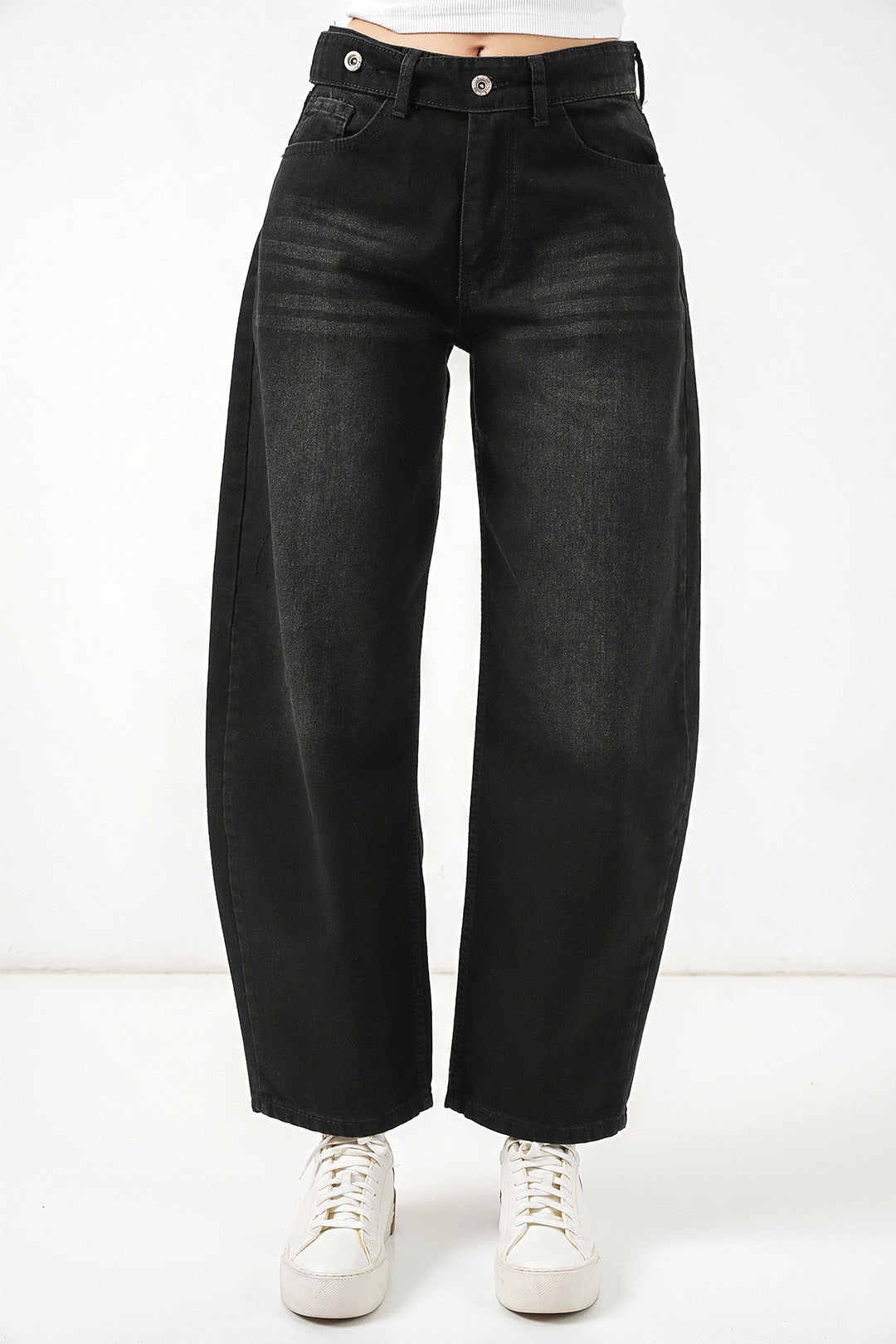 Bigdart Pantalon en jean taille haute femme 30081 - Noir