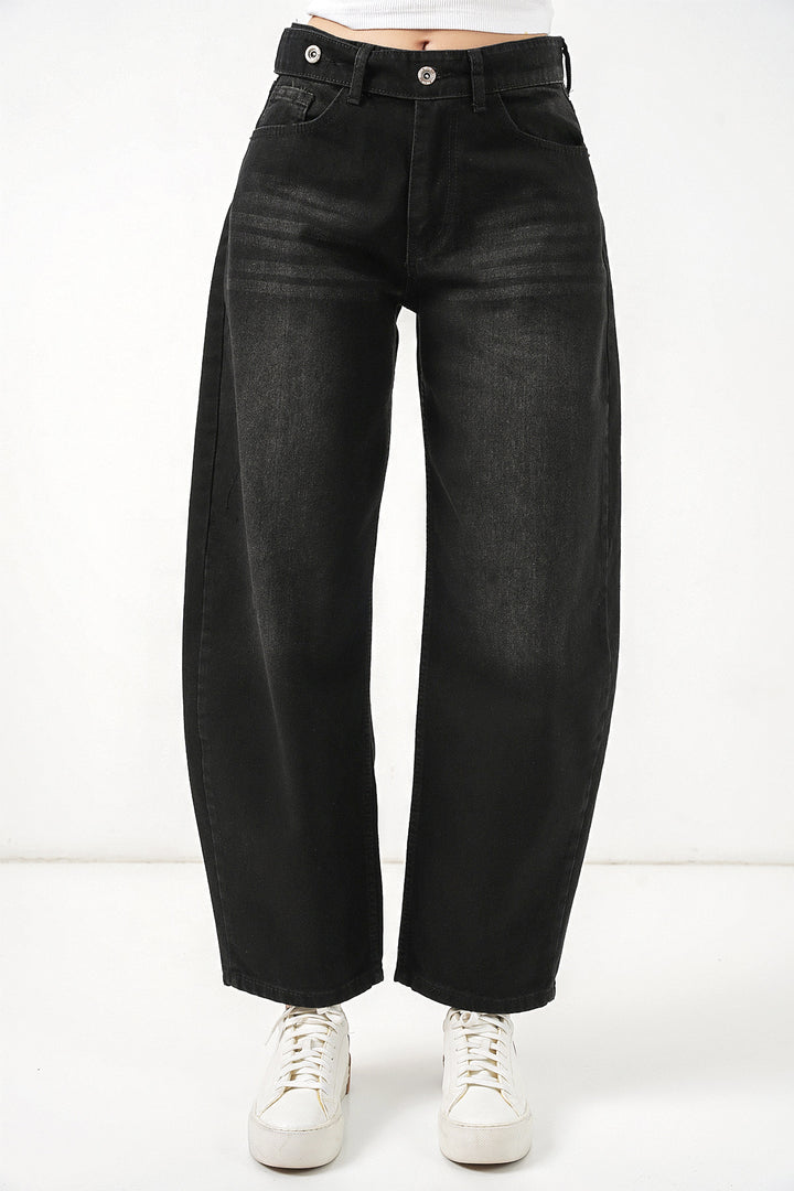 Bigdart Pantalon en jean taille haute femme 30081 - Noir