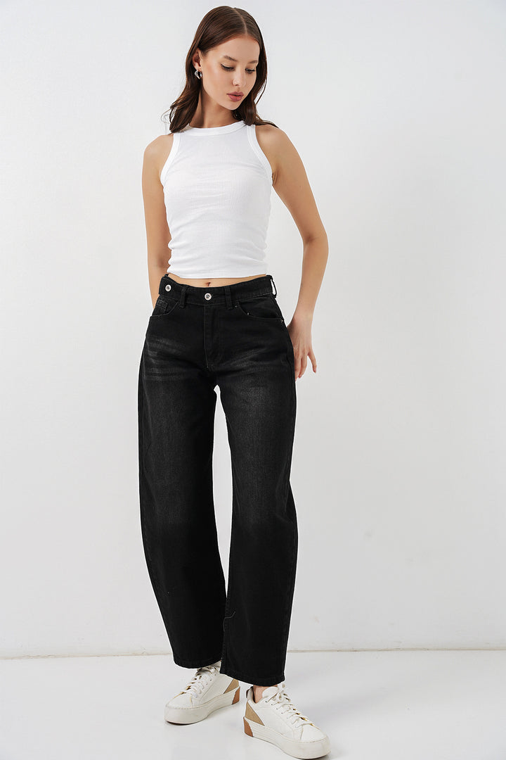 Bigdart Pantalon en jean taille haute femme 30081 - Noir