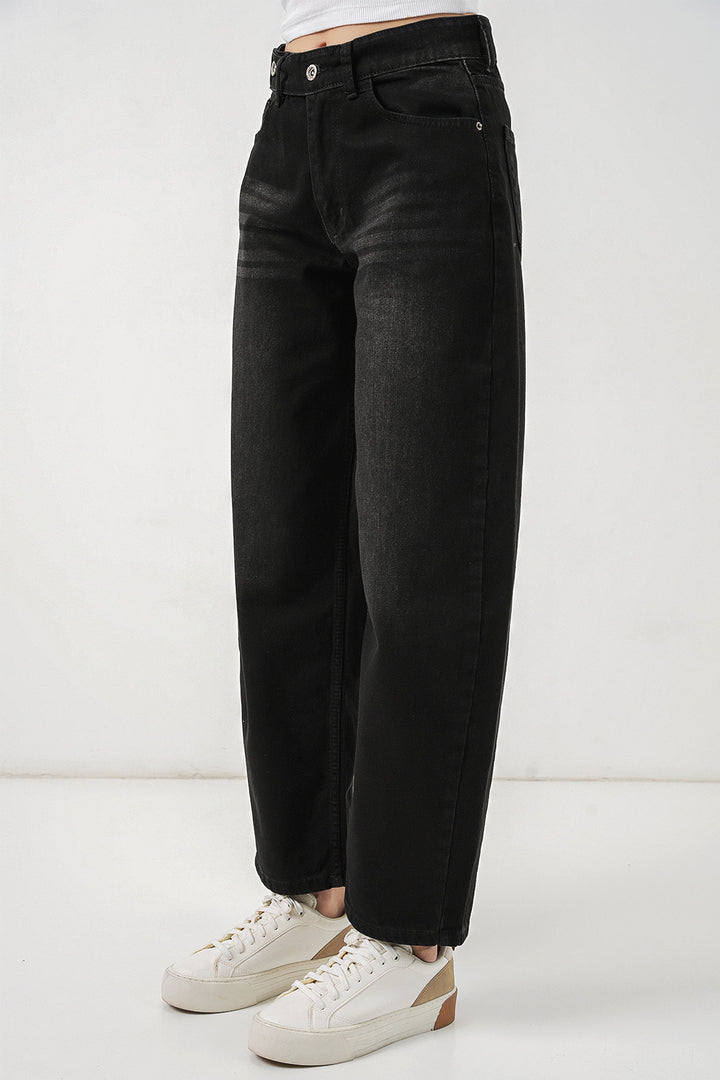 Bigdart Pantalon en jean taille haute femme 30081 - Noir