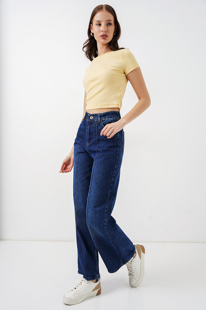 Bigdart Jean taille haute femme 30082 - Bleu marine