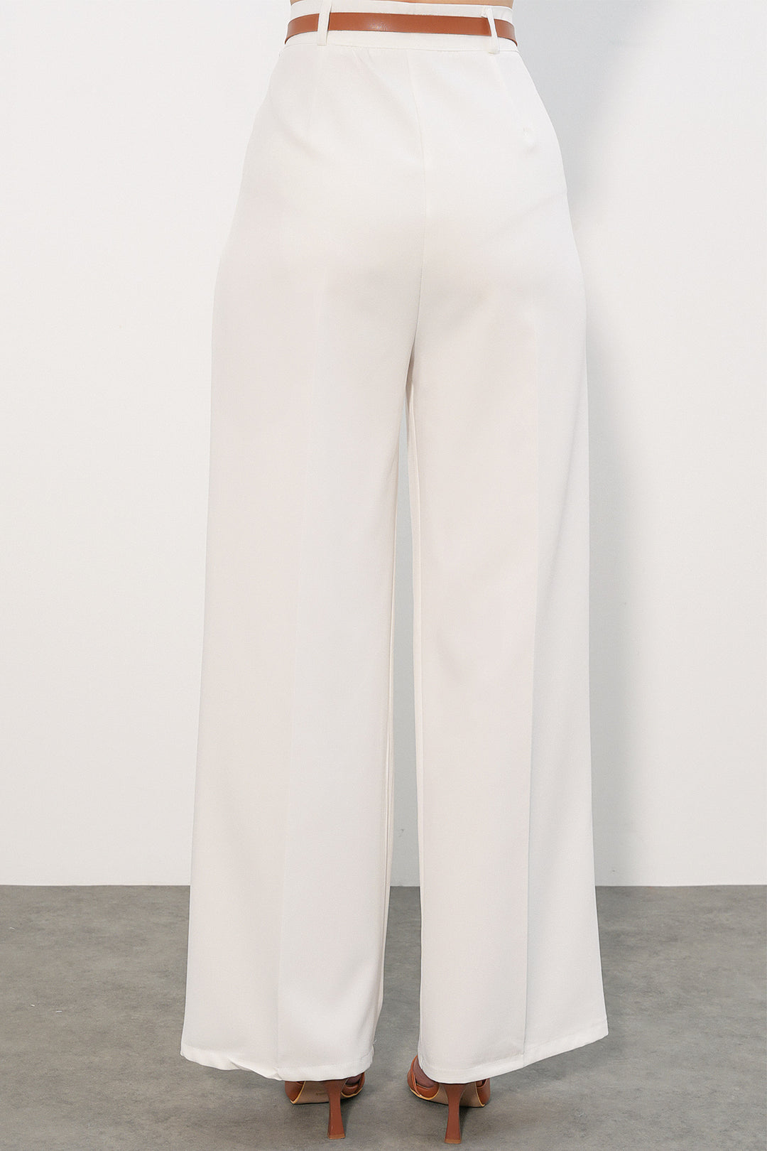 Bigdart Pantalon palazzo taille haute pour femme 30051 - Blanc