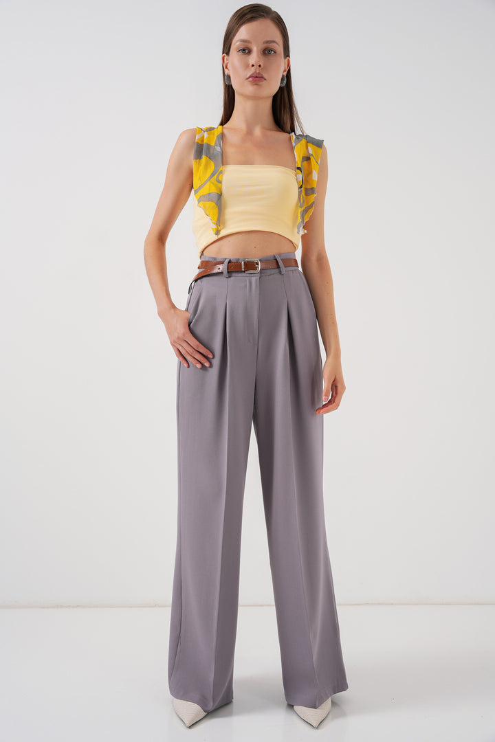 Bigdart Pantalon Palazzo Taille Haute Femme 30051 - Griss