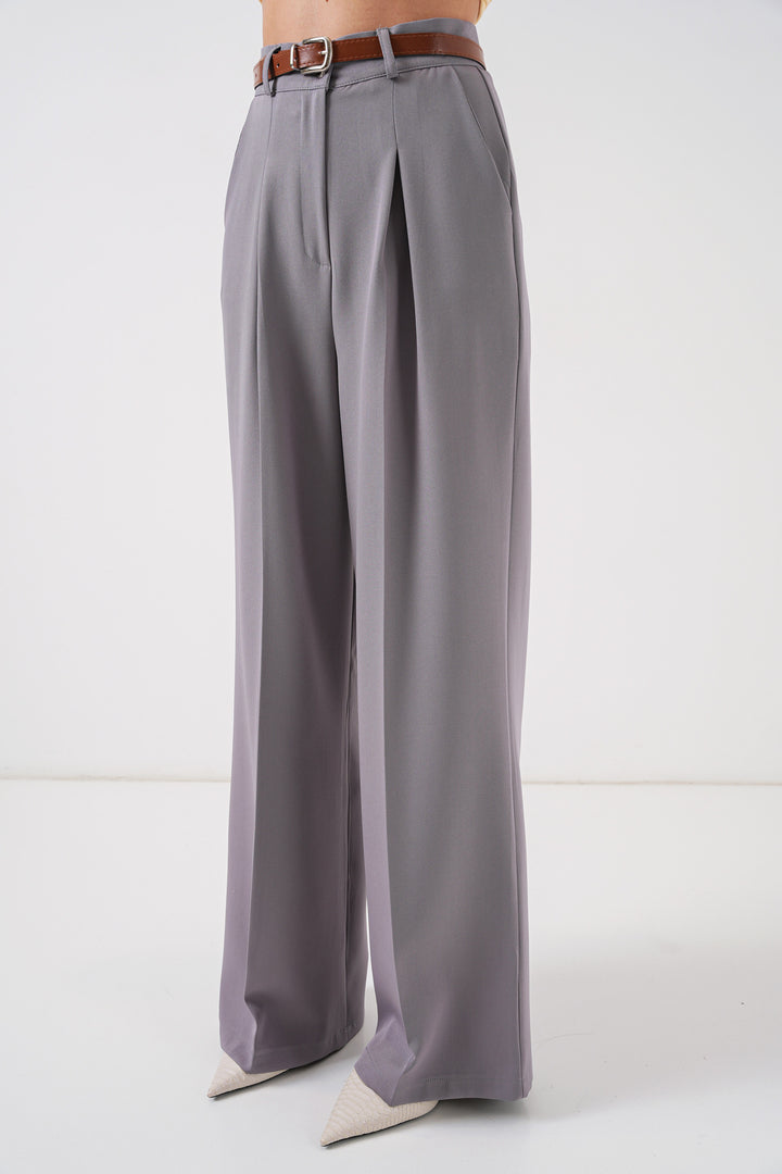 Bigdart Pantalon palazzo taille haute pour femme 30051 - Gris
