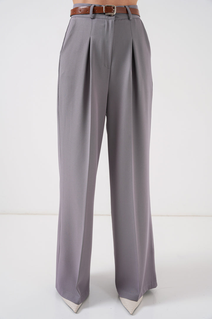 Bigdart Pantalon palazzo taille haute pour femme 30051 - Gris