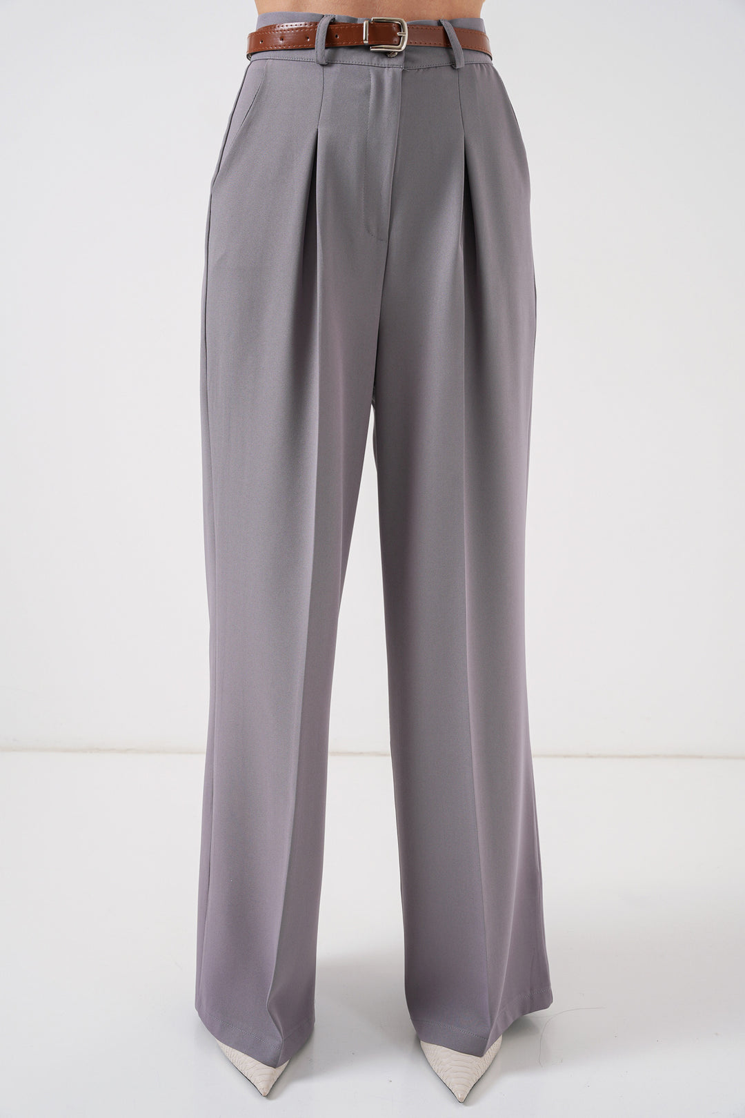 Bigdart Pantalon Palazzo Taille Haute Femme 30051 - Griss