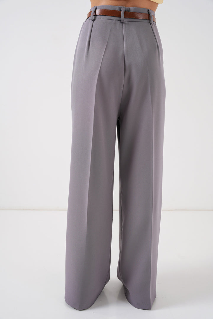 Bigdart Pantalon palazzo taille haute pour femme 30051 - Gris