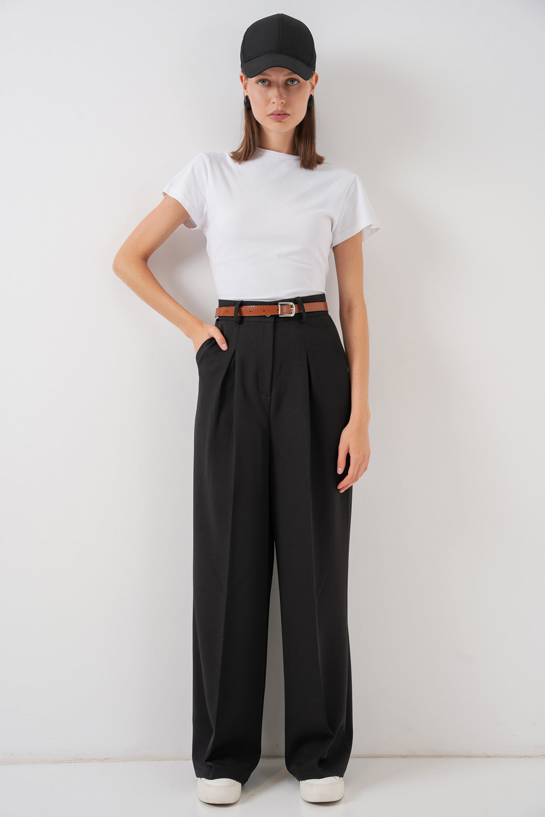 Bigdart Pantalon Palazzo Taille Haute Femme 30051 - Noir