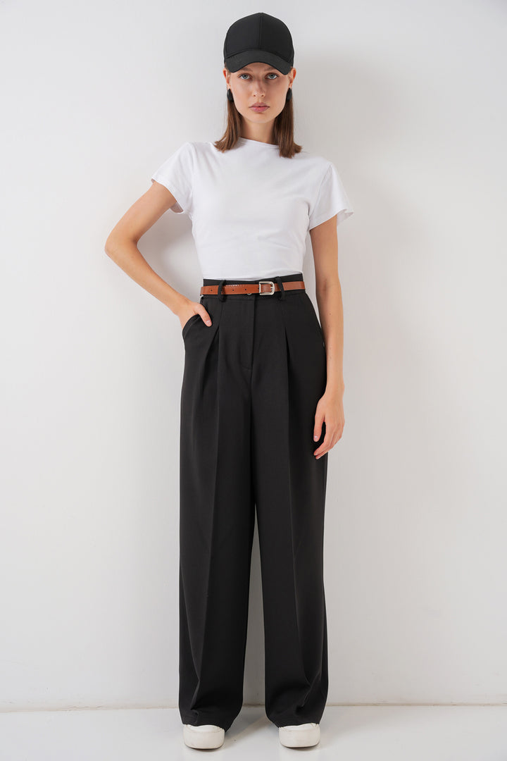 Bigdart Pantalon Palazzo Taille Haute Femme 30051 - Noir
