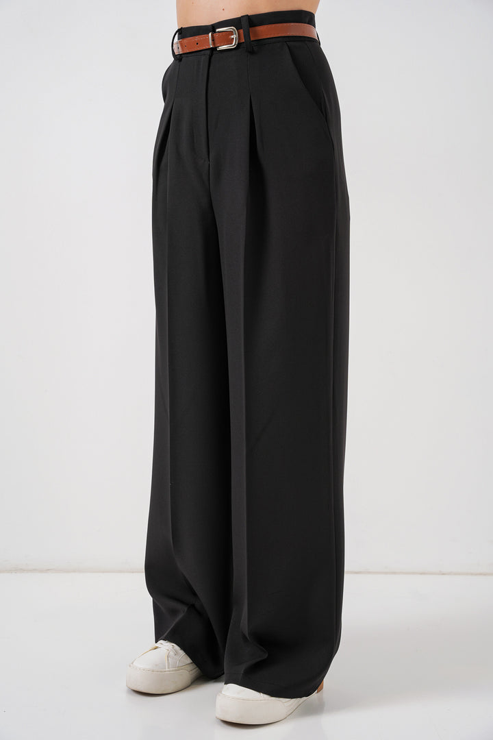 Bigdart Pantalon palazzo taille haute femme 30051 - Noir