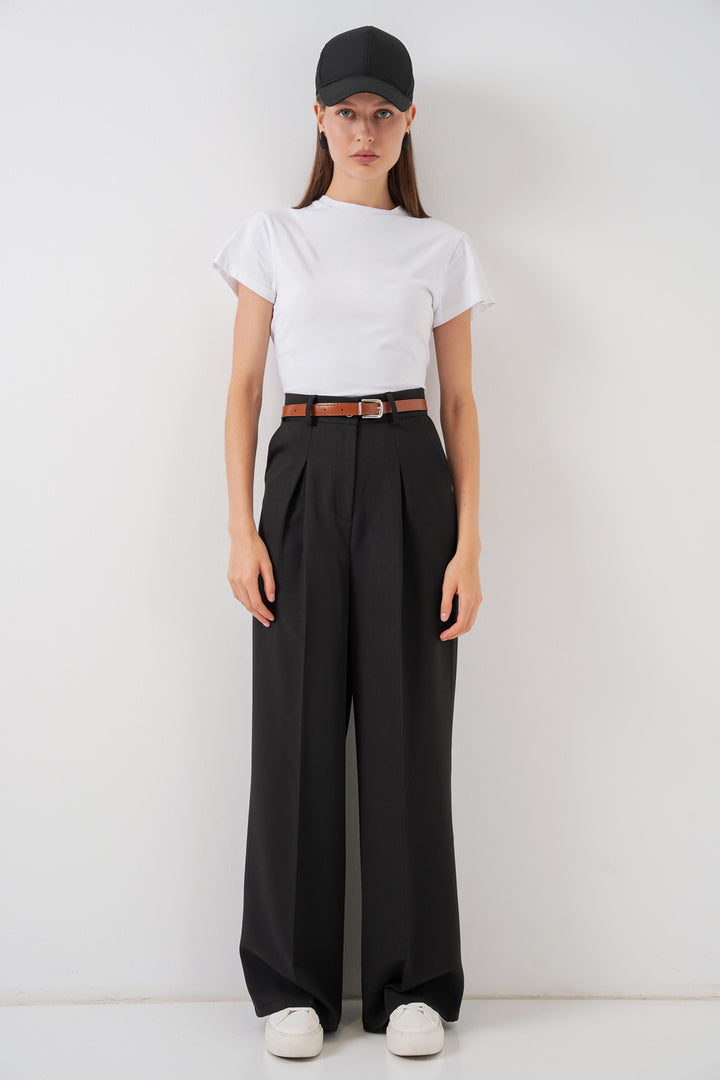 Bigdart Pantalon palazzo taille haute femme 30051 - Noir