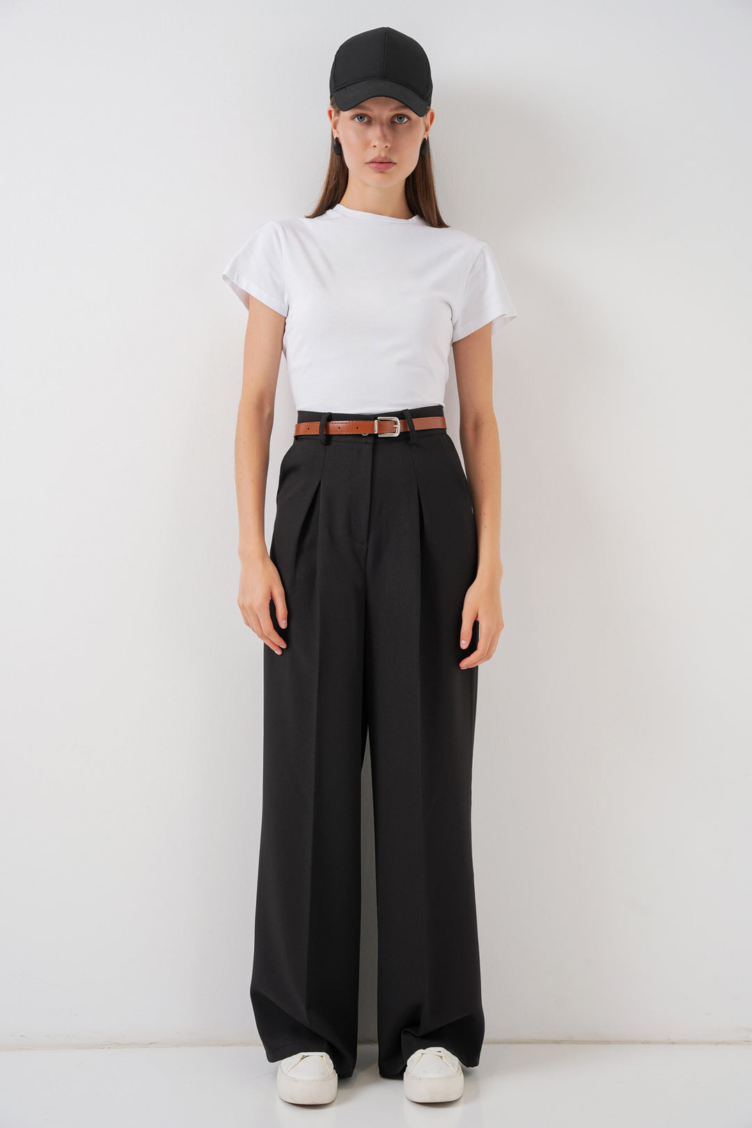 Bigdart Pantalon Palazzo Taille Haute Femme 30051 - Noir
