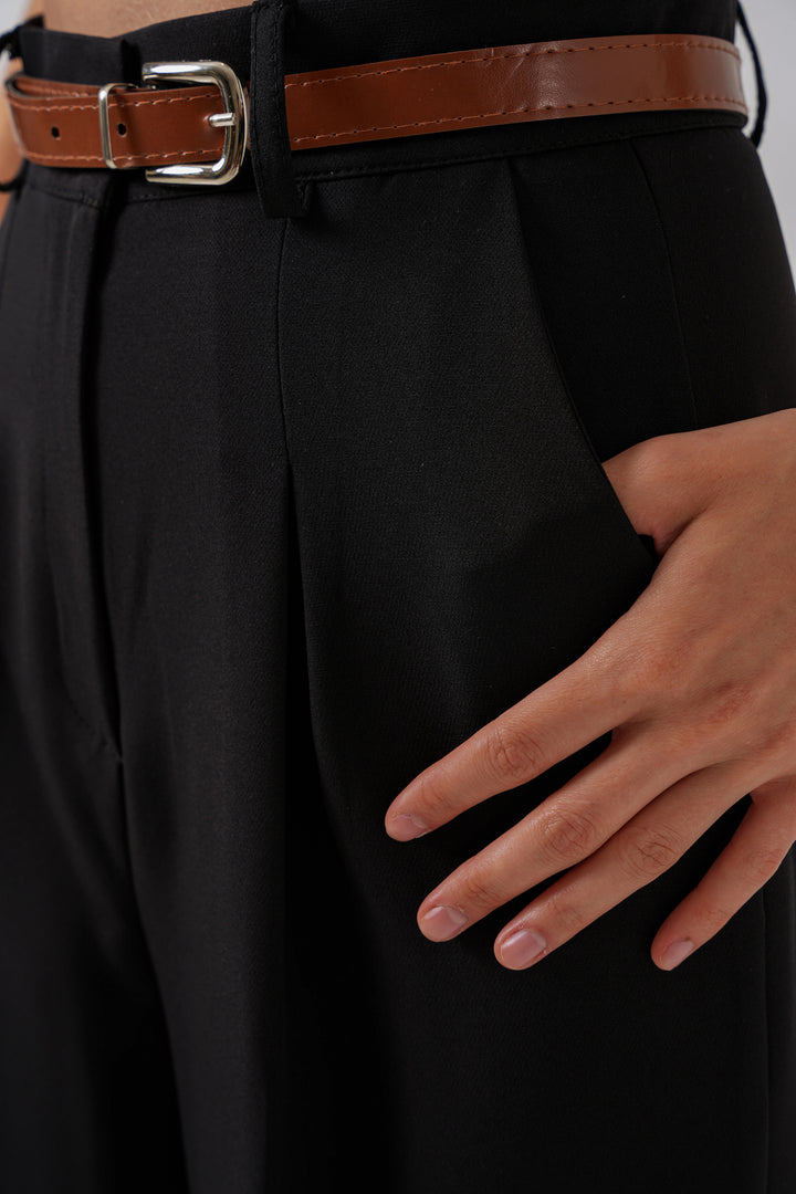Bigdart Pantalon palazzo taille haute femme 30051 - Noir