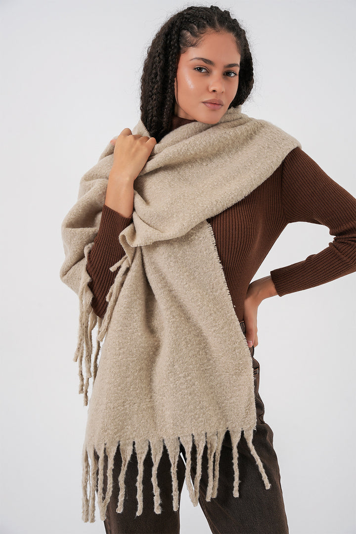 Bigdart Écharpe épaisse en tricot douce pour femme 15951 - A. Beige
