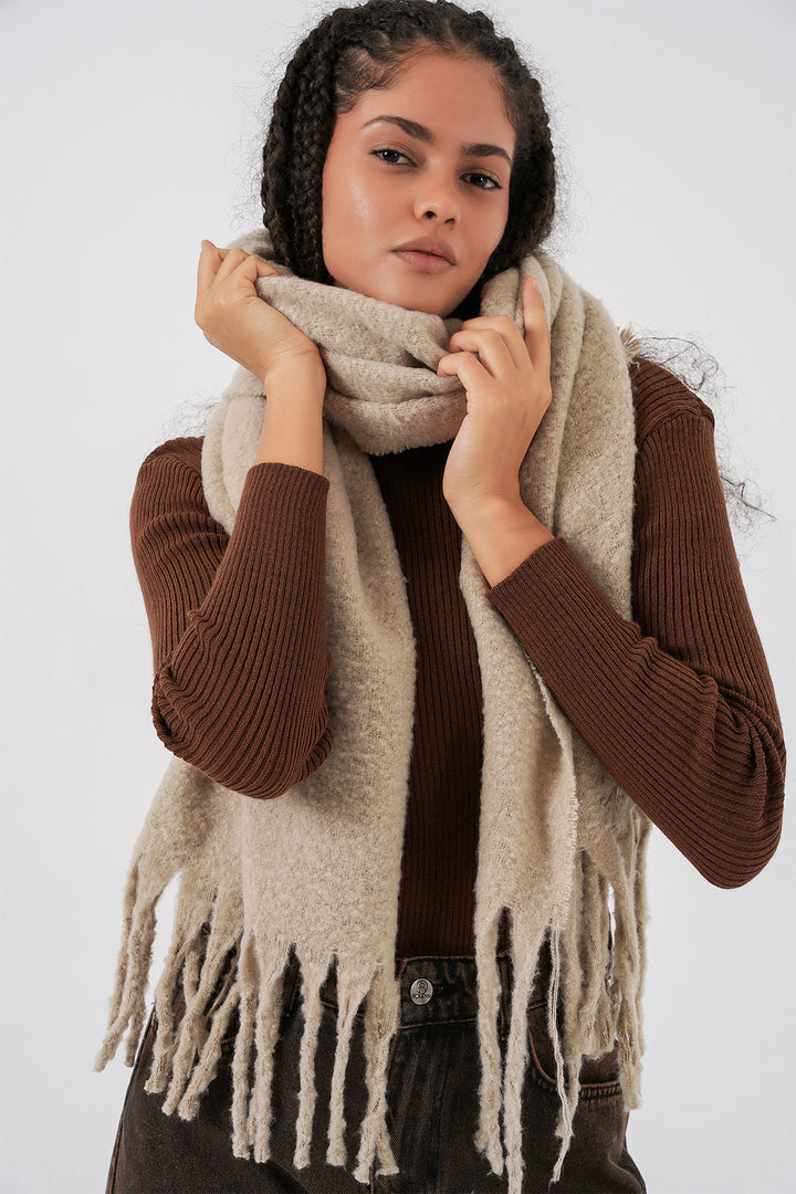 Bigdart Écharpe épaisse en tricot douce pour femme 15951 - A. Beige