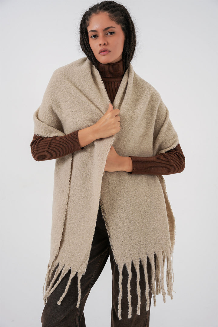 Bigdart Écharpe épaisse en tricot douce pour femme 15951 - A. Beige