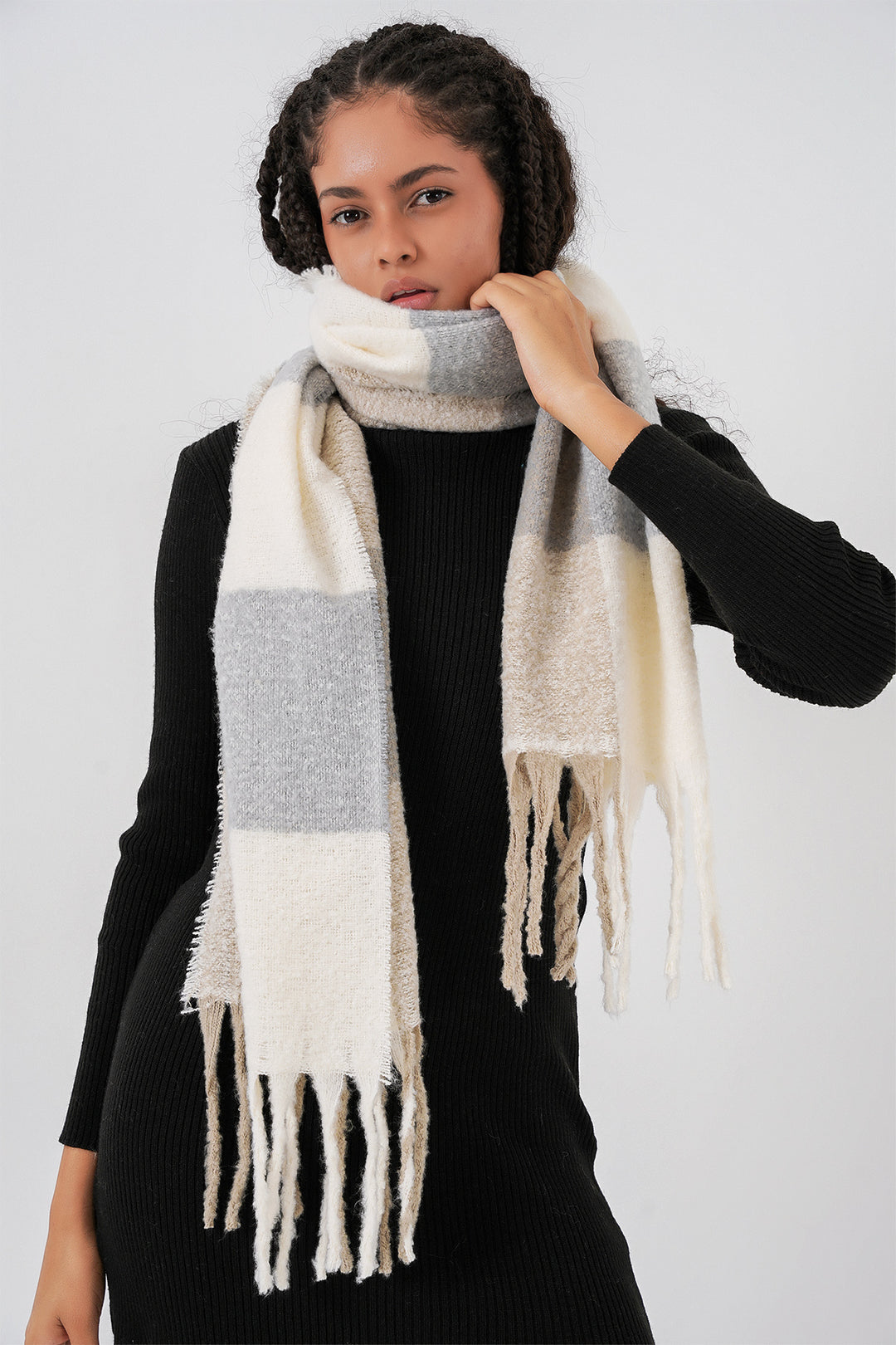 Bigdart Écharpe épaisse en tricot douce pour femme 15951 - A. Gris