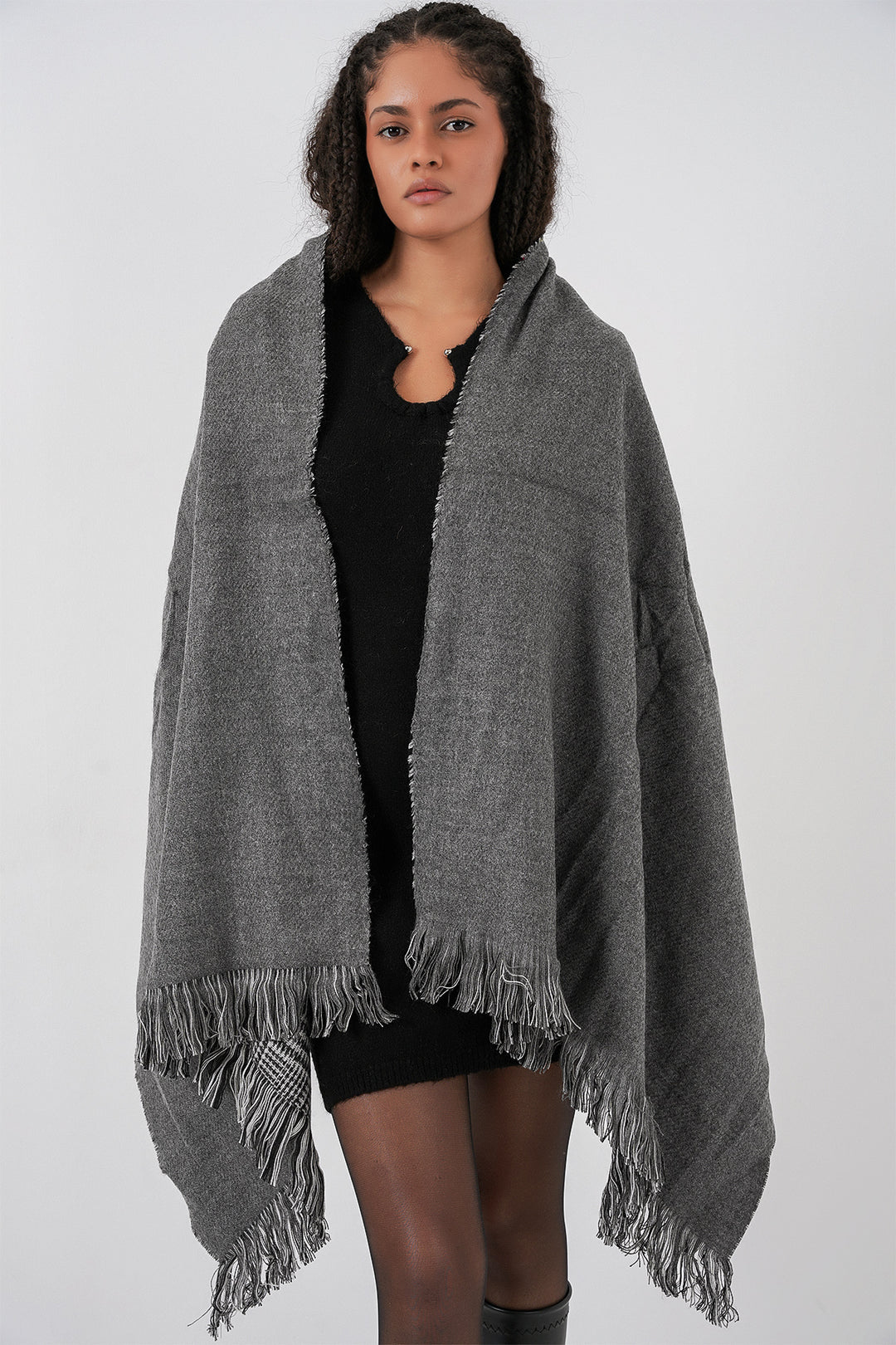 Bigdart Écharpe épaisse en tricot douce pour femme 15951 - Anthracite