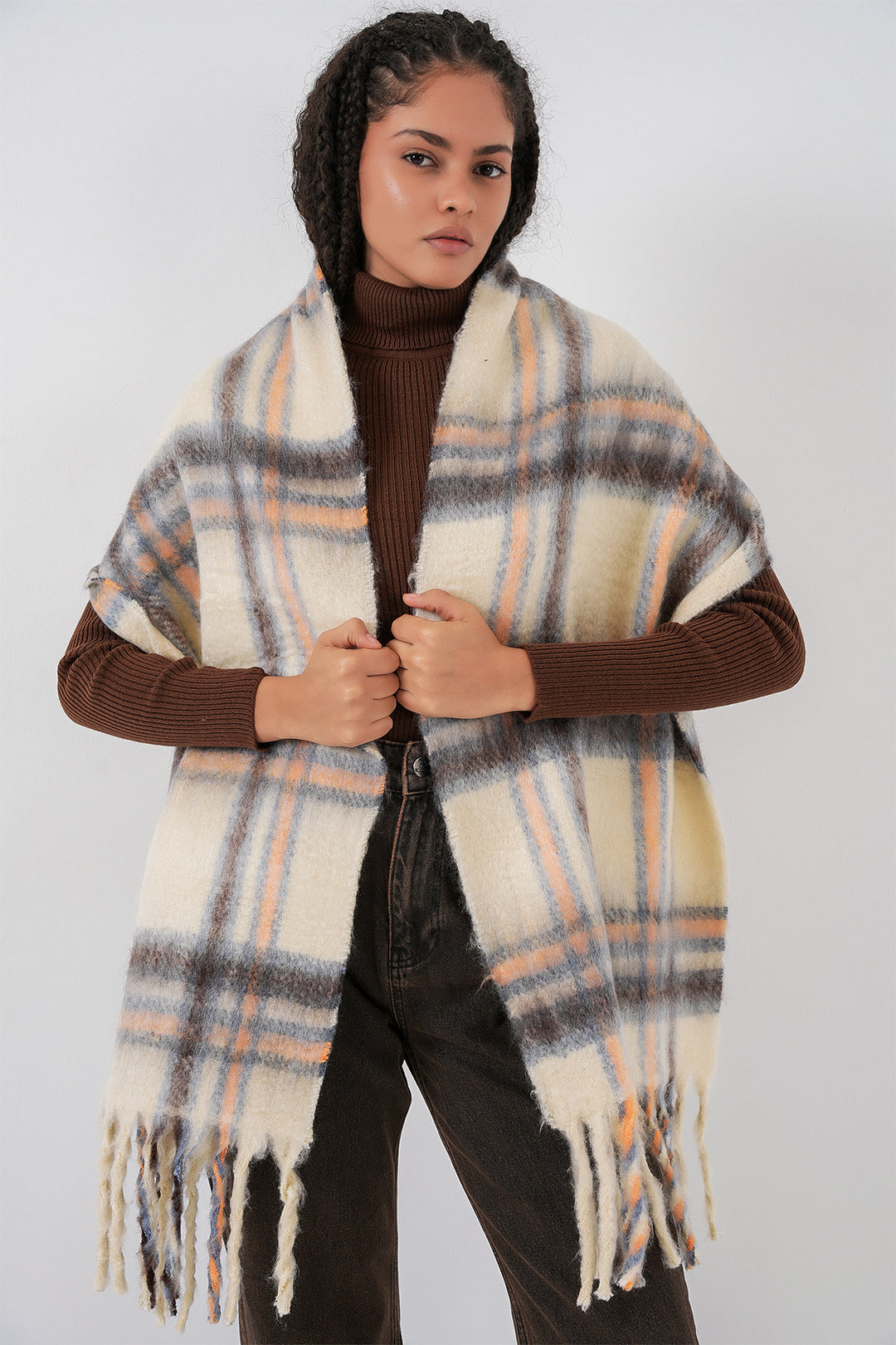 Bigdart Écharpe épaisse en tricot douce pour femme 15951 - C. Beige