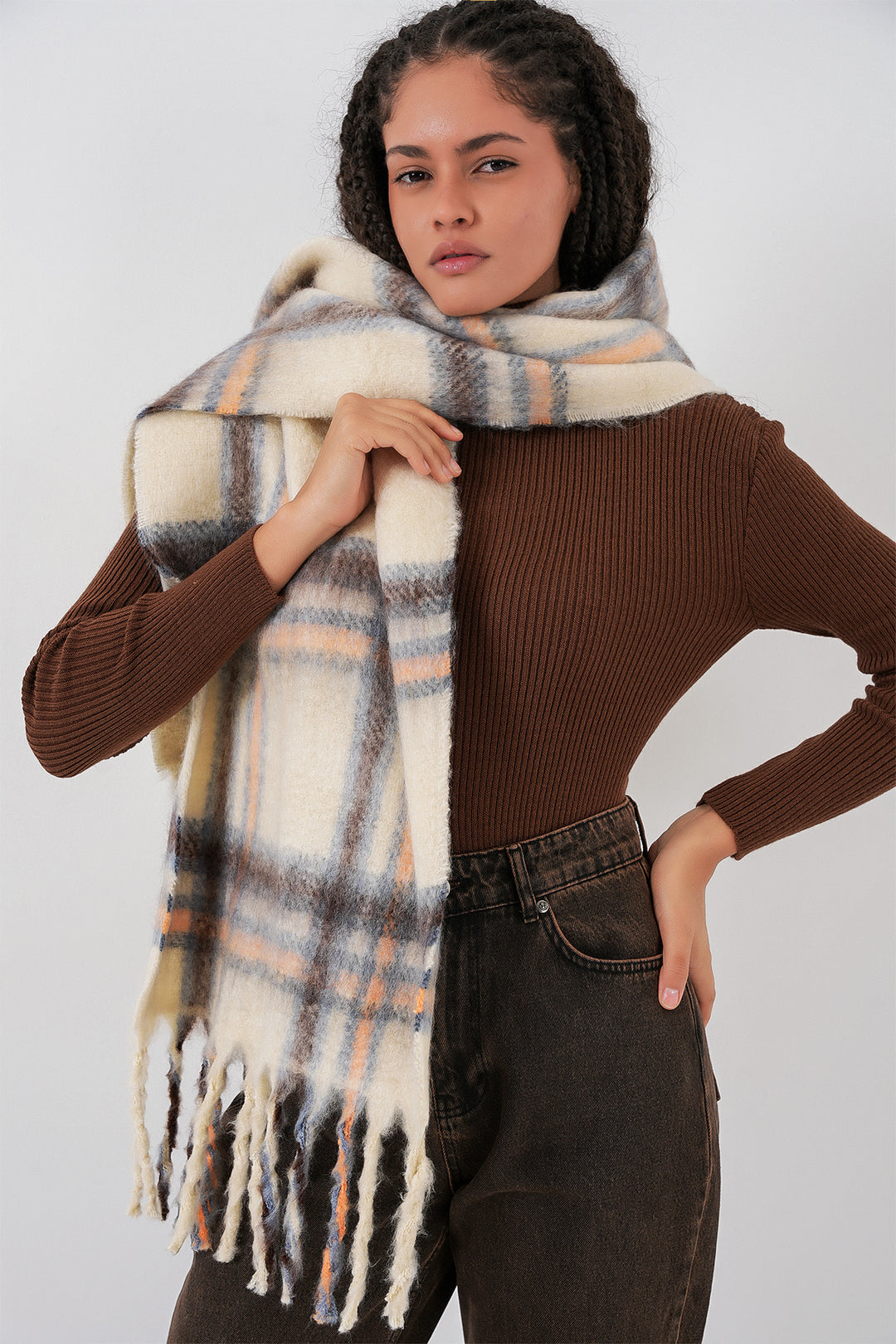 Bigdart Écharpe épaisse en tricot douce pour femme 15951 - C. Beige