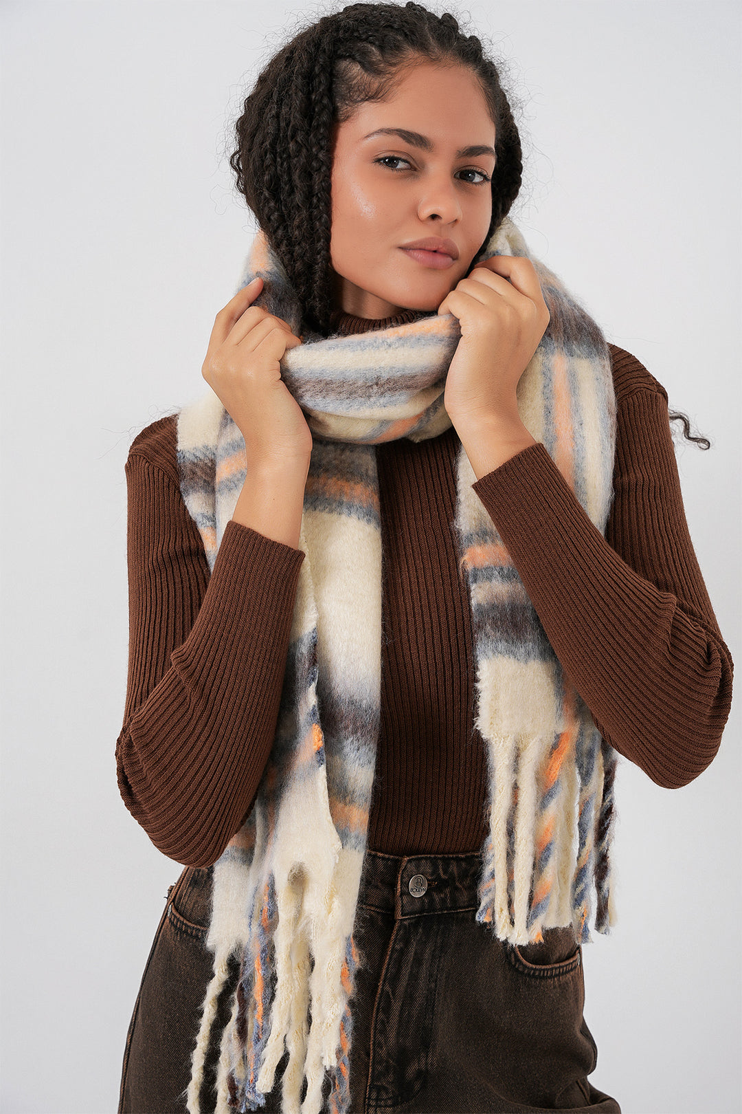 Bigdart Écharpe épaisse en tricot douce pour femme 15951 - C. Beige