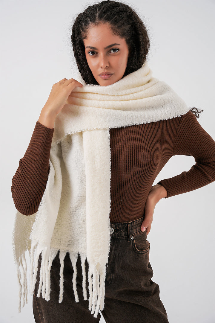 Bigdart Écharpe épaisse en tricot douce pour femme 15951 - Écru