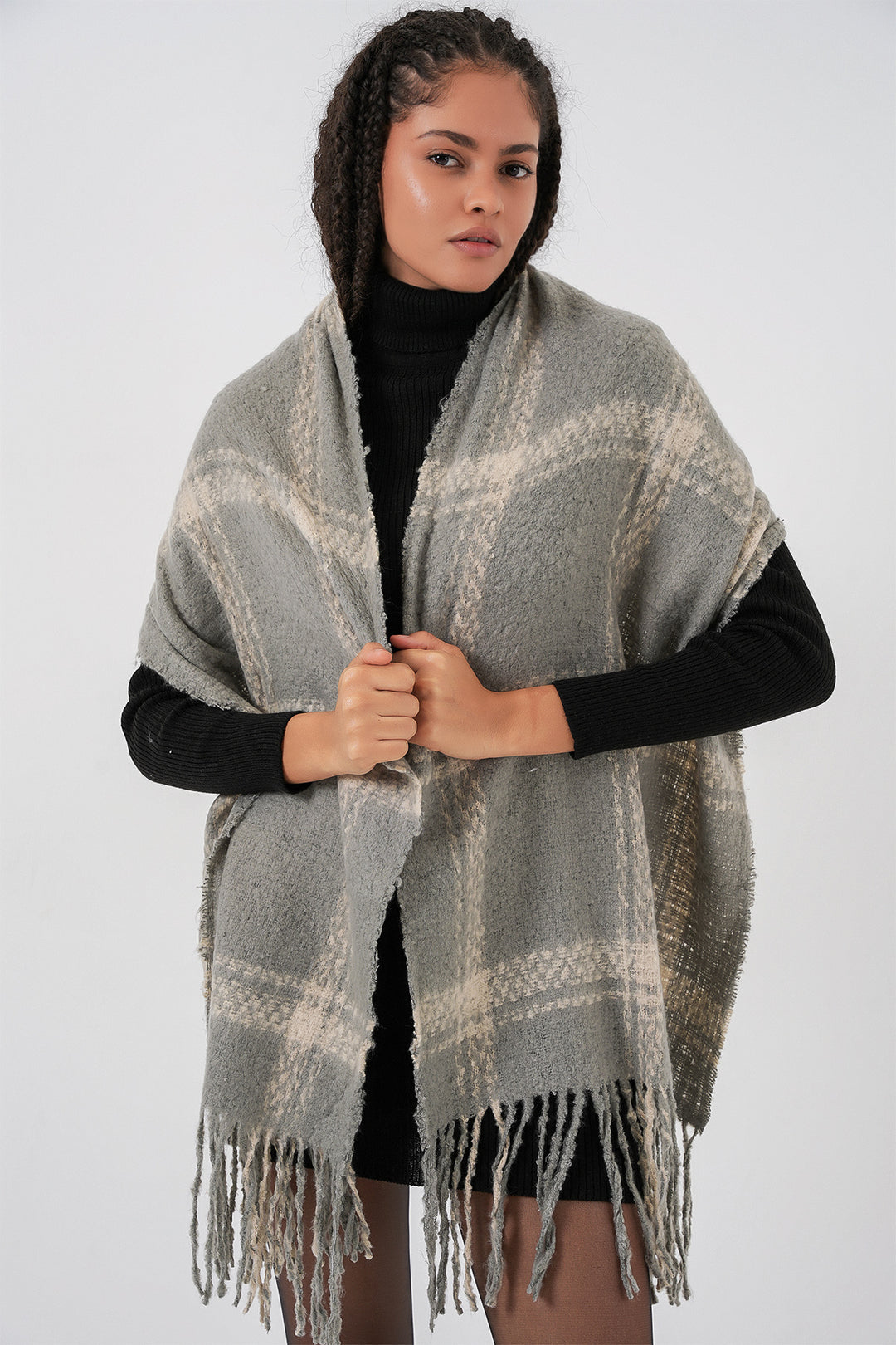 Bigdart Écharpe épaisse en tricot douce pour femme 15951 - F. Gris