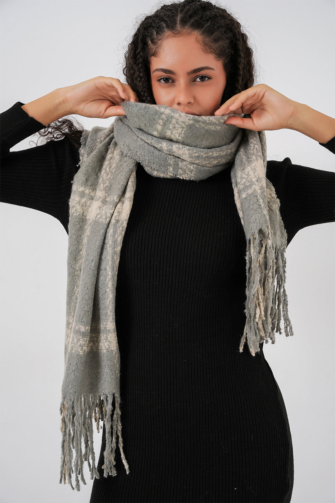 Bigdart Écharpe épaisse en tricot douce pour femme 15951 - F. Gris