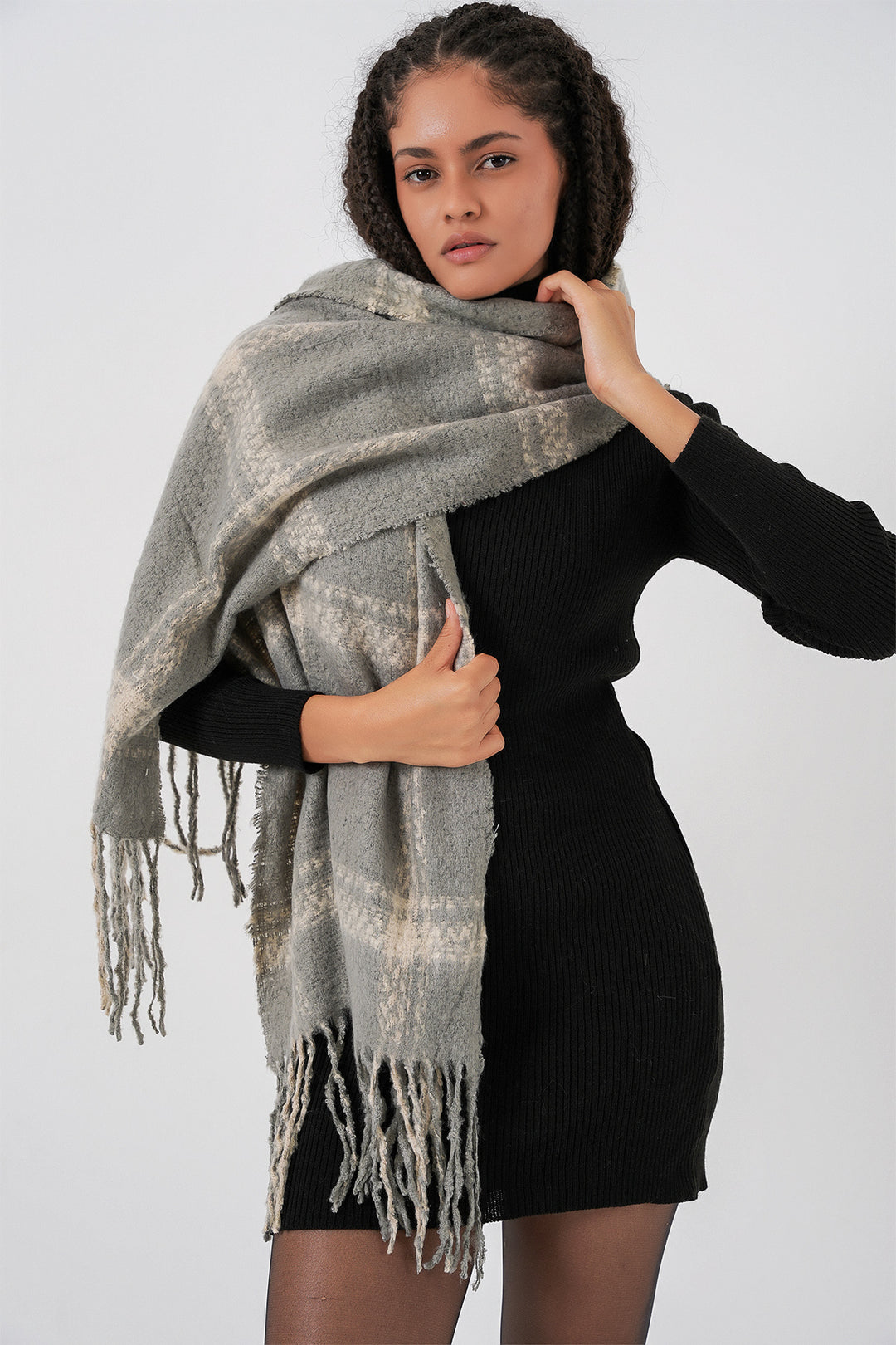 Bigdart Écharpe épaisse en tricot douce pour femme 15951 - F. Gris